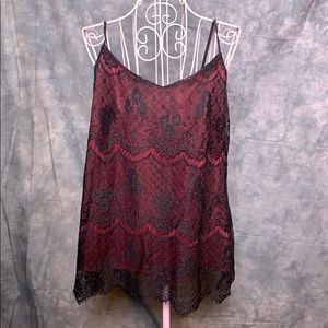 Maurices black lace and red tank